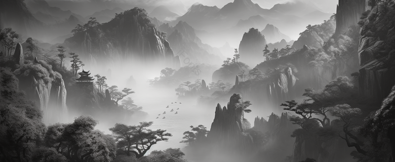 山水壮丽秀美中国风背景,插画/手绘图,插画/手绘图库,插画/手绘图下载,插画/手绘